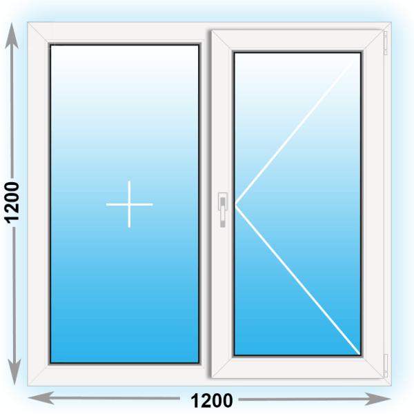 Готовое пластиковое окно Kbe двухстворчатое 1200x1200 (ширина Х высота)  (1200Х1200)