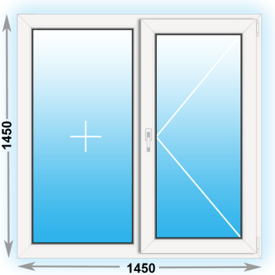 Готовое пластиковое окно Kbe двухстворчатое 1450x1450 (ширина Х высота)  (1450Х1450)