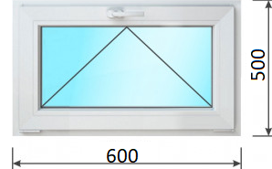 Пластиковое окно 600x500 (ширина Х высота)  (600Х500)