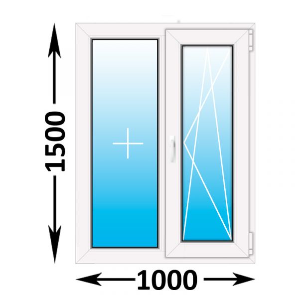 Пластиковое окно Melke двухстворчатое 1000x1500 (ширина Х высота)  (1000Х1500)