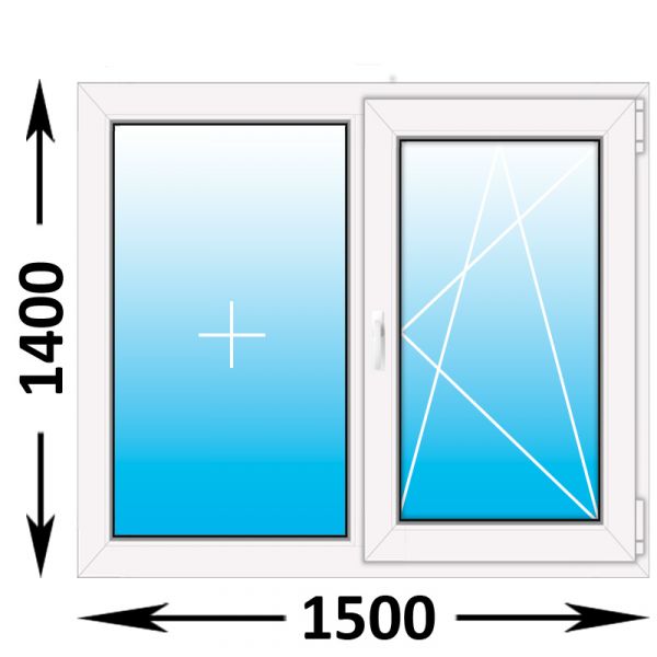 Пластиковое окно Melke двухстворчатое 1500x1400 (ширина Х высота)  (1500Х1400)