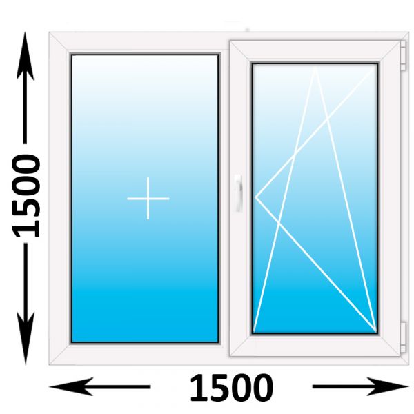 Пластиковое окно Melke двухстворчатое 1500x1500 (ширина Х высота)  (1500Х1500)