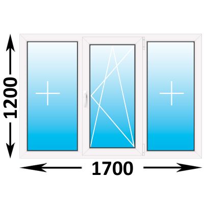 Пластиковое окно Melke трехстворчатое 1700x1200 (ширина Х высота)  (1700Х1200)
