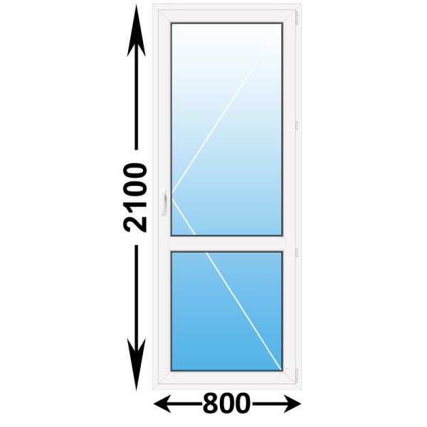Готовая пластиковая балконная дверь Novotex 800x2100 Правая