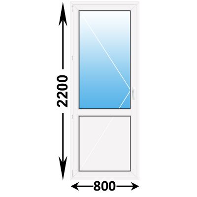 Готовая пластиковая балконная дверь MELKE 800x2200 Левая (ширина Х высота) (800Х2200)