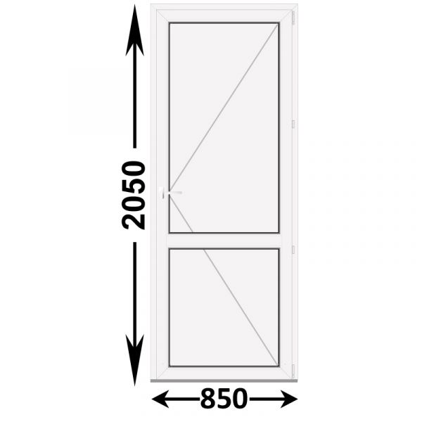 Готовая пластиковая межкомнатная дверь Veka WHS 850x2050 Правая Порог Алюминий (ширина Х высота) (850Х2050)