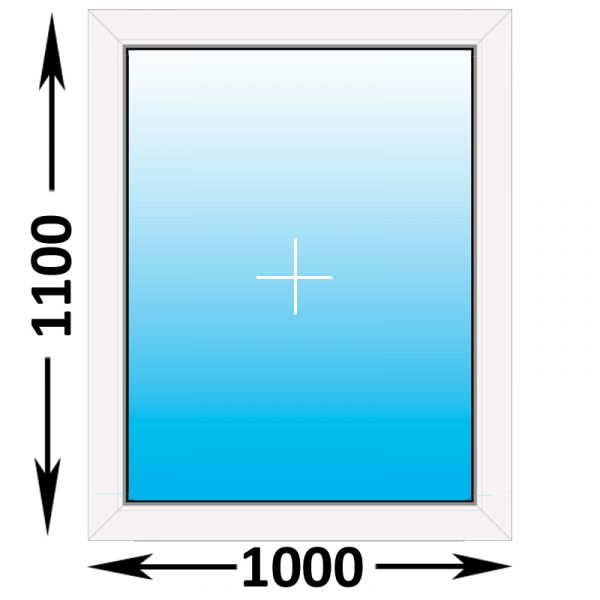 Готовое пластиковое окно Novotex глухое 1000x1100 (ширина Х высота)  (1000Х1100)