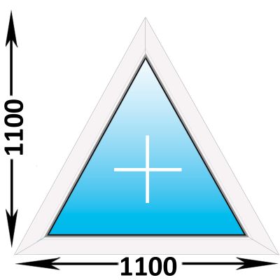 Готовое пластиковое окно Novotex треугольное глухое 1100x1100 (ширина Х высота)  (1100Х1100)