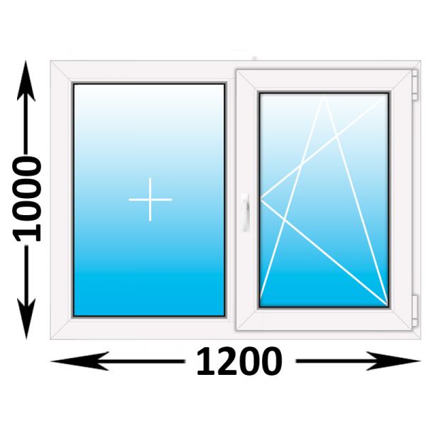 Готовое пластиковое окно Novotex двухстворчатое 1200x1000 (ширина Х высота)  (1200Х1000)
