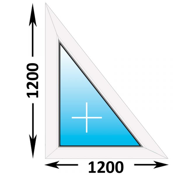 Готовое пластиковое окно Novotex треугольное глухое левое 1200x1200 (ширина Х высота)  (1200Х1200)