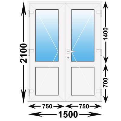 Готовая пластиковая входная дверь MELKE 1500x2100 алюминиевый порог (ширина Х высота) (1500Х2100)