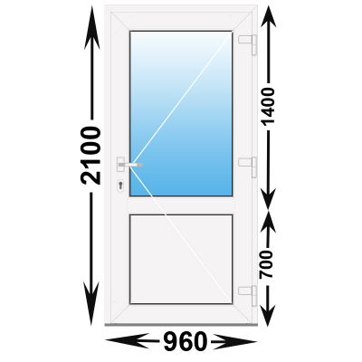 Готовая пластиковая входная дверь MELKE 960x2100 алюминиевый порог (ширина Х высота) (960Х2100)