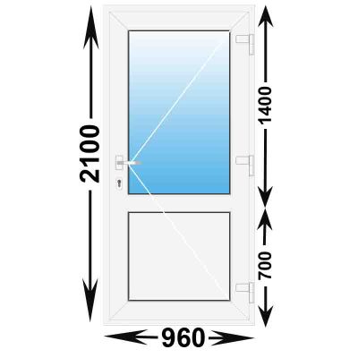 Готовая пластиковая входная дверь REHAU 960x2100 Правая (низ сендвич)