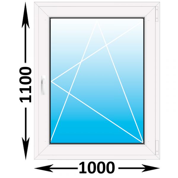 Пластиковое окно Rehau Blitz одностворчатое 1000x1100 (ширина Х высота)  (1000Х1100)