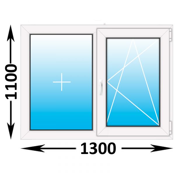 Пластиковое окно Rehau Blitz двухстворчатое 1300x1100 (ширина Х высота)  (1300Х1100)