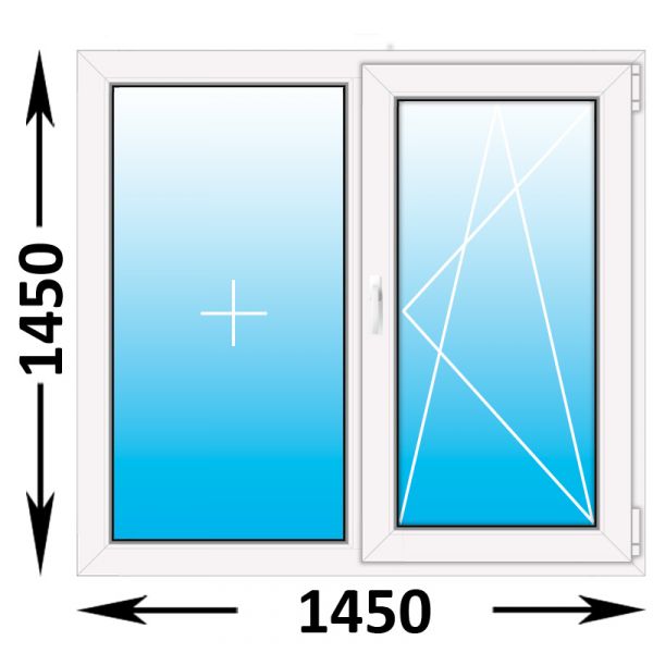 Пластиковое окно Rehau Blitz двухстворчатое 1450x1450 (ширина Х высота)  (1450Х1450)