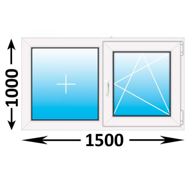 Пластиковое окно Rehau Blitz двухстворчатое 1500x1000 (ширина Х высота)  (1500Х1000)