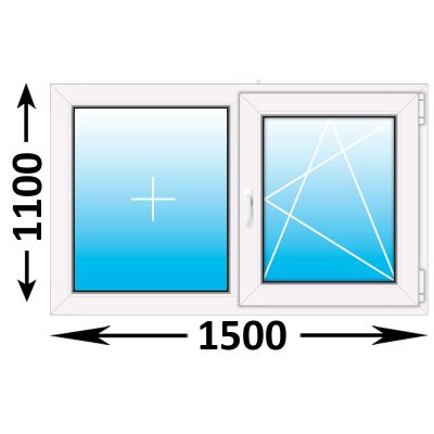 Пластиковое окно Rehau Blitz двухстворчатое 1500x1100 (ширина Х высота)  (1500Х1100)