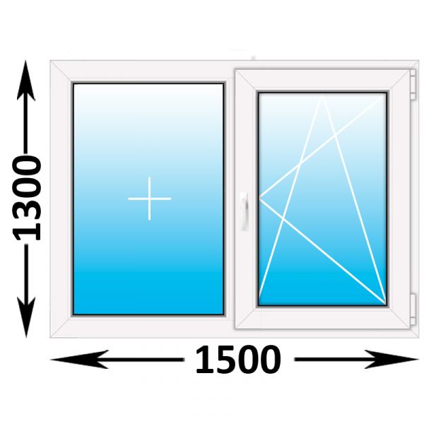 Пластиковое окно Rehau Blitz двухстворчатое 1500x1300 (ширина Х высота)  (1500Х1300)