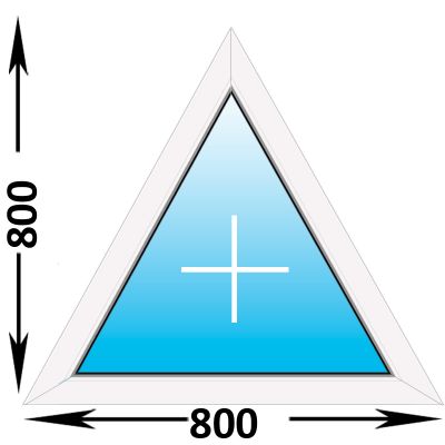 Пластиковое окно Rehau Blitz треугольное глухое 800x800 (ширина Х высота)  (800Х800)