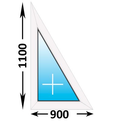 Пластиковое окно Rehau Blitz треугольное глухое левое 900x1100 (ширина Х высота)  (900Х1100)